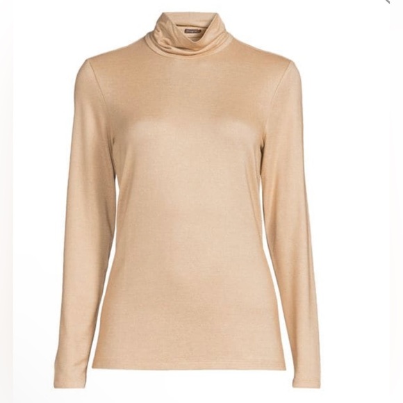 J. McLaughlin Norah Metallic Turtleneck in Gold, Size Large - Picture 2 of 10
